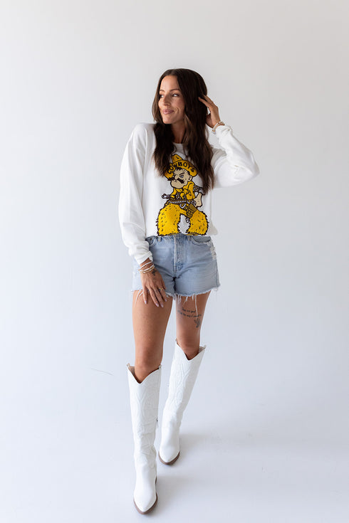 Wyoming Mascot Chenille Comfort Crew